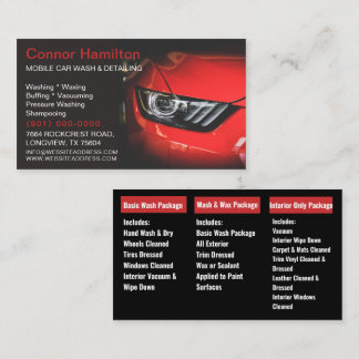 Mobile Car Wash Detailing Pressure Washing  Business Card