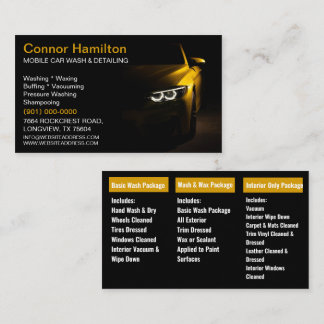 Mobile Car Wash Detailing Pressure Washing   Business Card