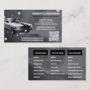Mobile Car Wash Detailing Pressure Washing QR COD Business Card