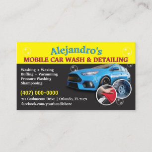 Mobile Car Wash & Detailing - Pressure Washing Tem Business Card