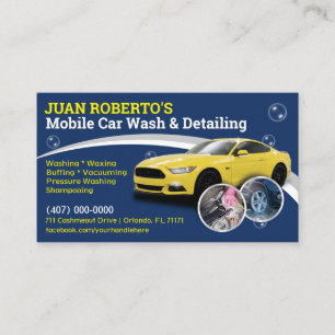 Mobile Car Wash & Detailing - Pressure Washing Tem Business Card