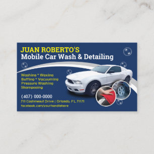 Mobile Car Wash & Detailing - Pressure Washing Tem Business Card