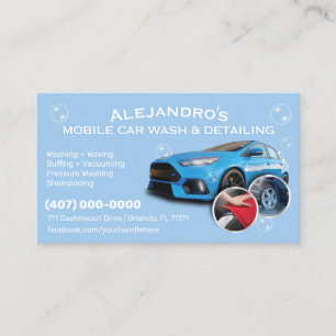 Mobile Car Wash & Detailing - Pressure Washing Tem Business Card