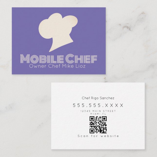 Mobile Chef Food Truck Owner Burger  Business Card (Front/Back)