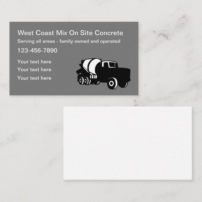 Mobile Construction Concrete Mixer Business Card (Front/Back)
