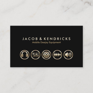 Mobile Deejay Equipment Gold Icons BusinessCard Business Card
