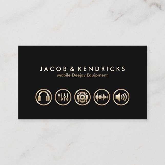 Mobile Deejay Equipment Gold Icons BusinessCard Business Card (Front)