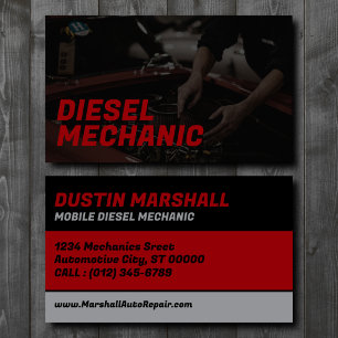 Mobile Diesel Mechanic Custom Business Card