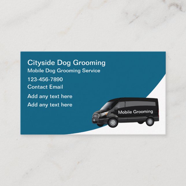 Mobile Dog Grooming Services Simple  Business Card (Front)