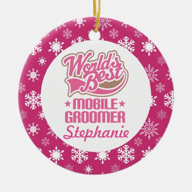Mobile Groomer Personalised Ornament Gift (Front)