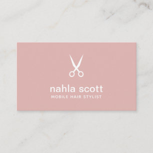 Mobile Hair Stylist Modern Dusty Pink Scissors Business Card
