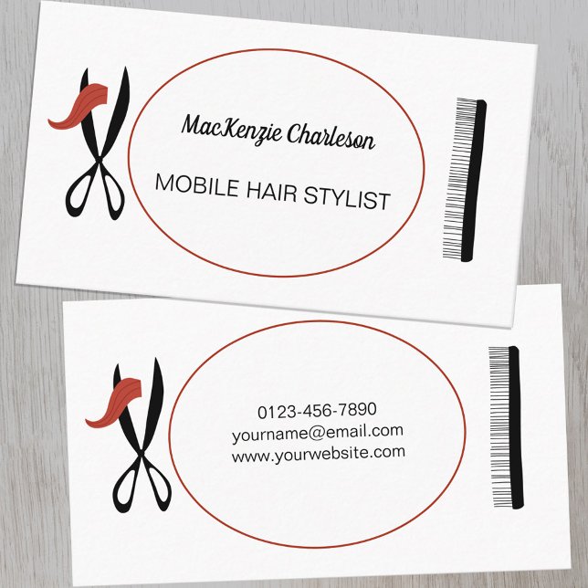 Mobile Hair Stylist or Hairdresser Business Card (Creator Uploaded)