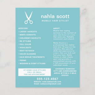 Mobile Hair Stylist Scissors Modern Teal Flyer