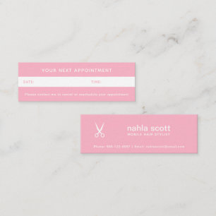 Mobile Hair Stylist Scissors Pink Appointment Mini Business Card
