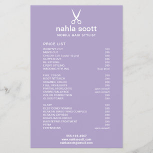 Mobile Hair Stylist Scissors Price List Purple Flyer