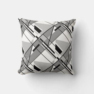 Mobile in Grey White Black Geometric Shapes Motif Cushion