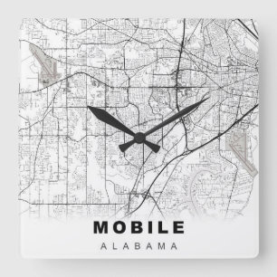 Mobile Map Square Wall Clock