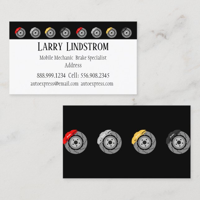 Mobile Mechanic Brake Service Black Classic  Business Card (Front/Back)
