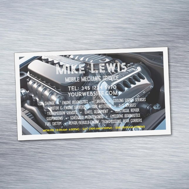 Mobile Mechanic Magnetic Business Card (Mobile Mechanic Business Card Magnets)