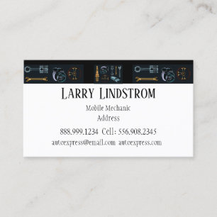 Mobile Mechanic Tire Service Black Classic Custom Business Card