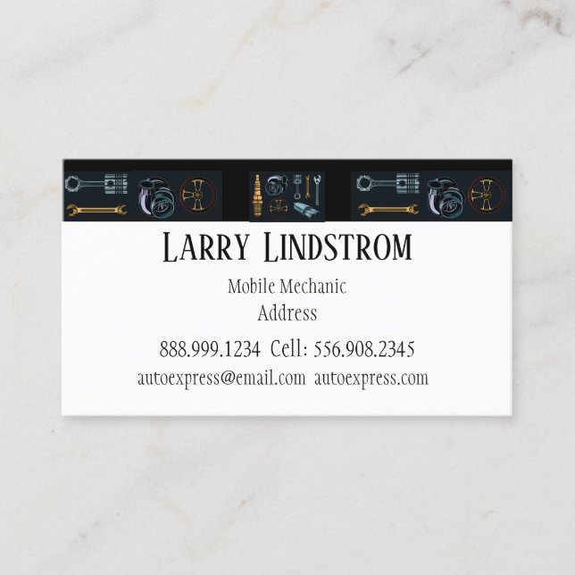 Mobile Mechanic Tire Service Black Classic Custom  Business Card (Front)