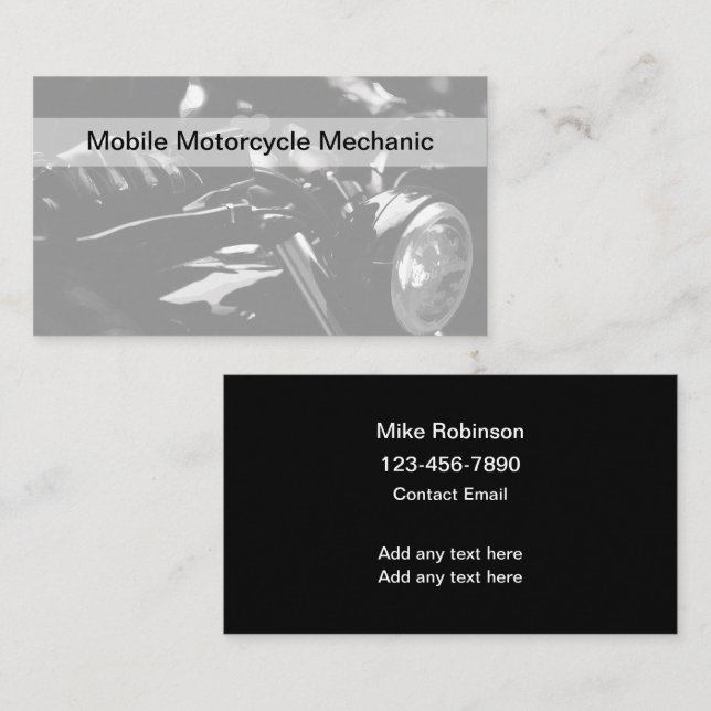 Mobile Motorcycle Mechanic Cool Business Cards (Front/Back)