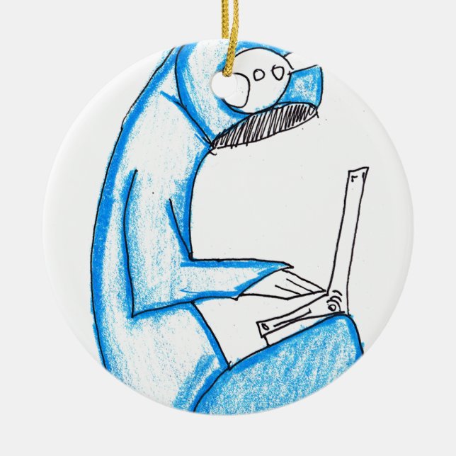 Mobile Music Producer - Blue Ceramic Tree Decoration (Front)