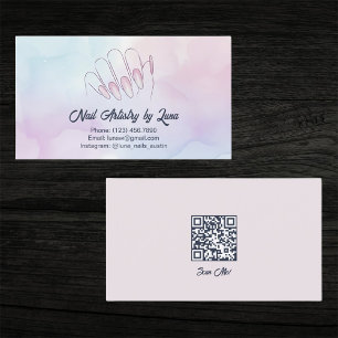 Mobile Nail Technician Custom QR Business Card