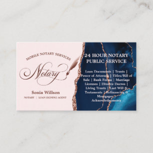 Mobile Notary and Loan Signing Agent Rose Gold Business Card