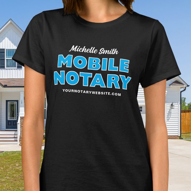 Mobile Notary Blue Black Personalised T-Shirt (Creator Uploaded)