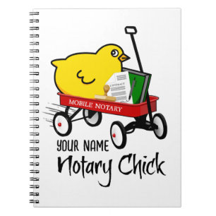Mobile Notary Chick Red Wagon Customized Name Notebook