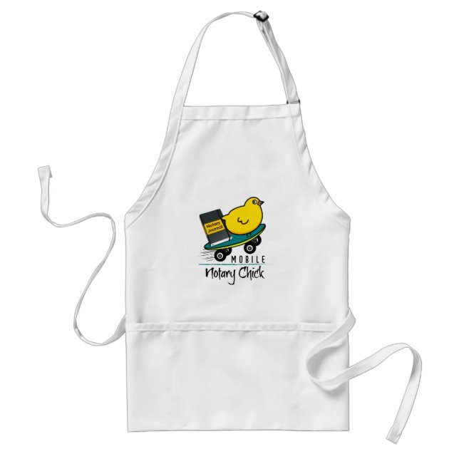 Mobile Notary Chick Riding Skateboard with Journal Standard Apron (Front)