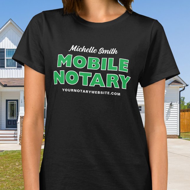 Mobile Notary Green Black Personalised T-Shirt (Creator Uploaded)