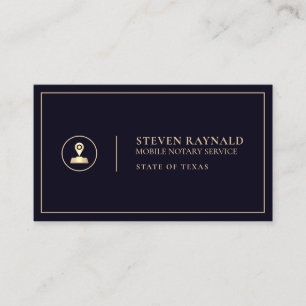 Mobile notary indigo gold business card