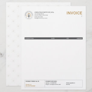 Mobile Notary Legal Signing Grey Gold Invoice Custom Letterhead
