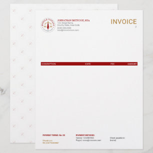 Mobile Notary Legal Signing Red Gold Invoice Custom Letterhead