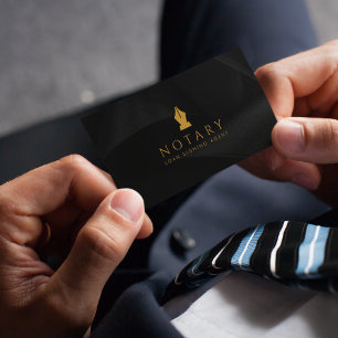 Mobile Notary Loan Signing Agent Black & Gold  Business Card
