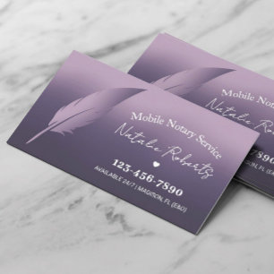Mobile Notary Loan Signing Agent Elegant Lavender Business Card