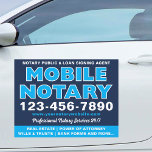 Mobile Notary Loan Signing Agent Name Navy Blue Car Magnet<br><div class="desc">Advertise your Mobile Notary business on trips and during events with a personalised car magnet. This stylish and modern template includes your services, telephone number, website or email, slogan or name and example of services offered. Custom vehicle magnets are a great way to attract new clients for your Notary Public...</div>