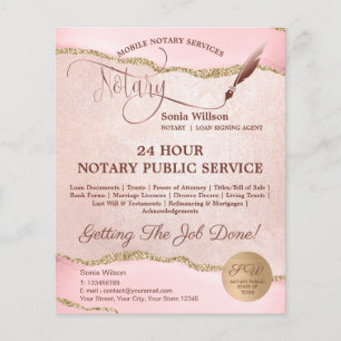 Mobile Notary & Loan Signing Agent Pink Agate Flye Flyer