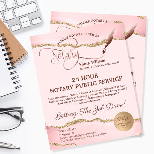 Mobile Notary & Loan Signing Agent Pink Agate Flye Flyer