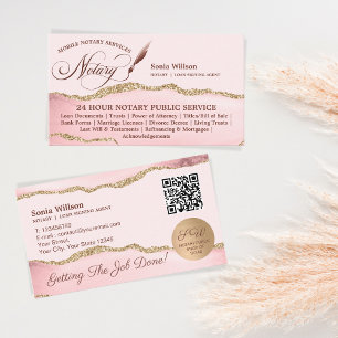 Mobile Notary & Loan Signing Agent Pink QR Code Business Card