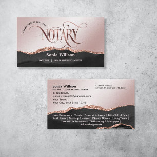 Mobile Notary & Loan Signing Agent Rose Gold Business Card