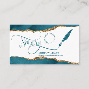 Mobile Notary & Loan Signing Agent Teal QR Code Business Card