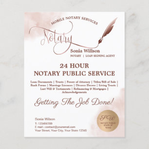 Mobile Notary & Loan Signing Blush Pink Agate Fly Flyer