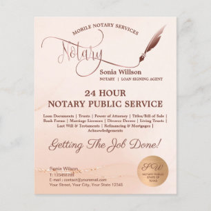 Mobile Notary & Loan Signing Blush Pink Agate Fly Flyer
