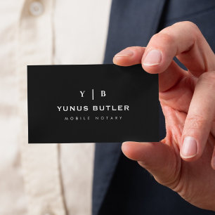 Mobile Notary Monogram Simple Business Card