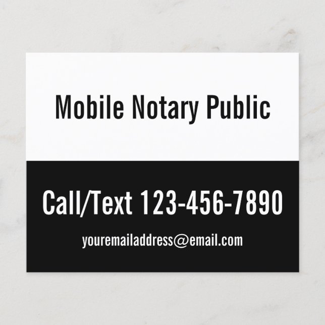Mobile Notary Public Black and White Template Flyer (Front)