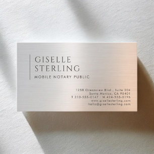 Mobile Notary Public Brushed Metal Business Card