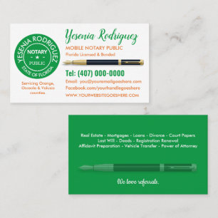 Mobile Notary Public Business Card